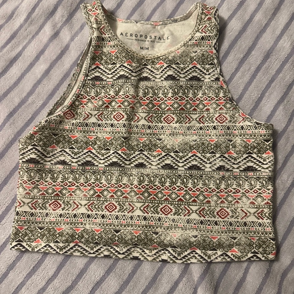Aeropostale Women's Geometric Crop Top - Pink and Black